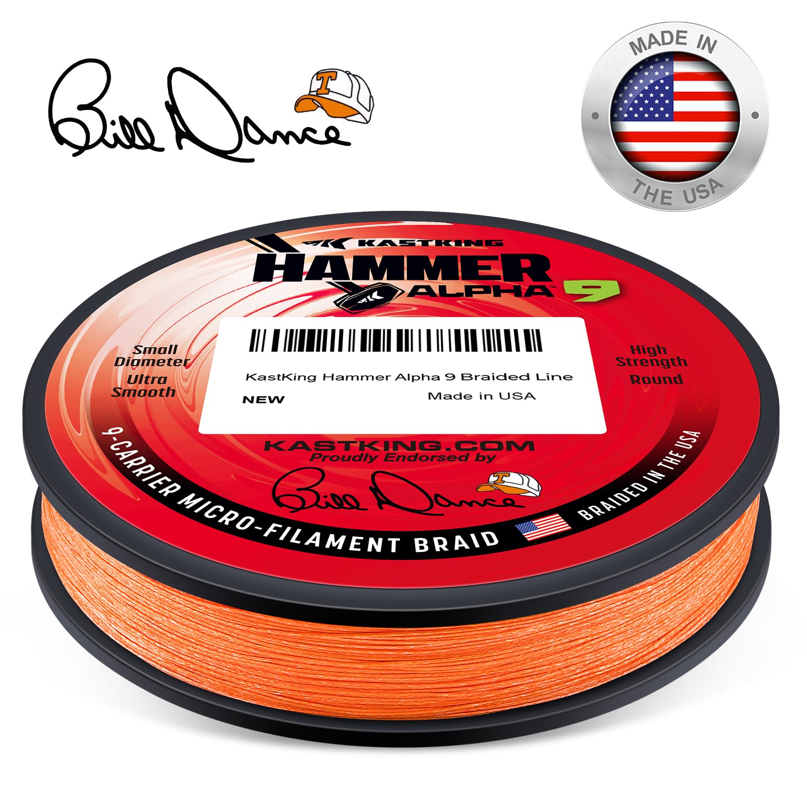 KastKing Hammer Alpha 9 colorfast EPC coating reduces fading and preserves knot strength.
