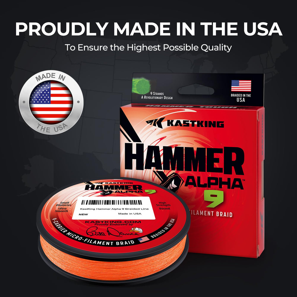 KastKing Hammer Alpha 9 orange color for high visibility and easy line management.