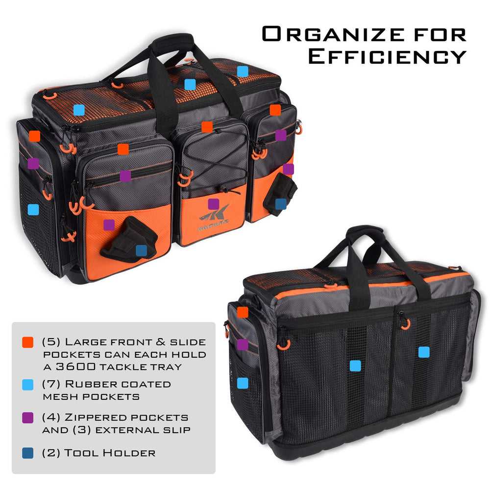 KastKing Hawg bag exterior pockets provide quick access for tools and leaders.
