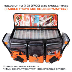 KastKing Hawg Extra-Large bag main compartment ready to hold twelve 3700 trays.