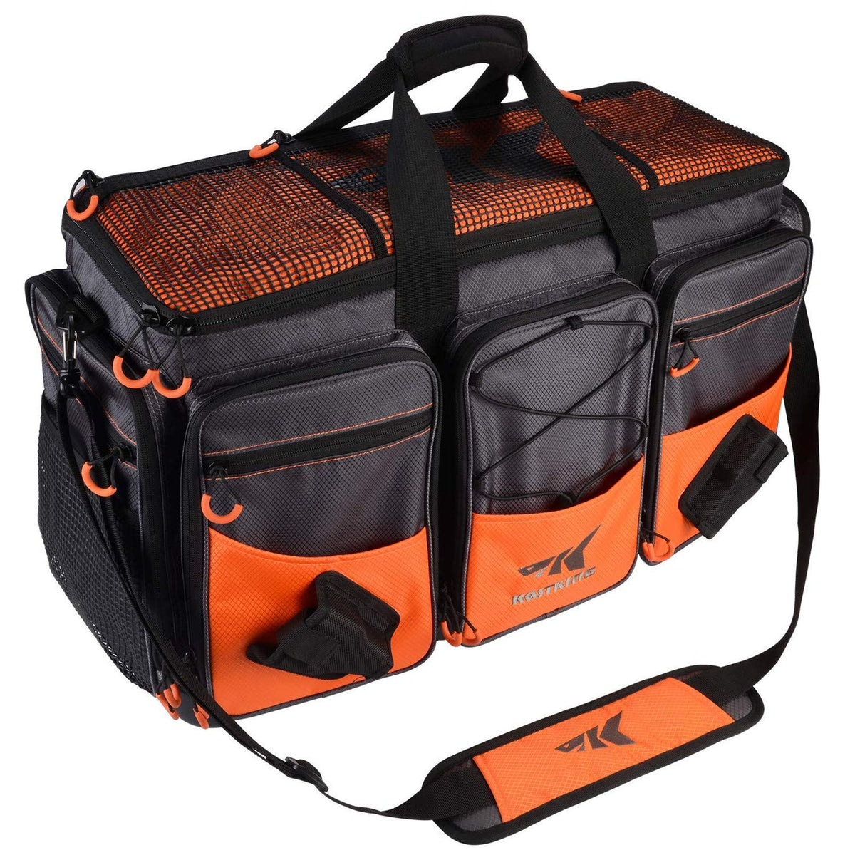 KastKing Hawg Extra-Large tackle bag top view shows rugged nylon for saltwater days.