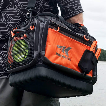 KastKing Hoss tackle bag back view highlights weather resistance for coastal trips