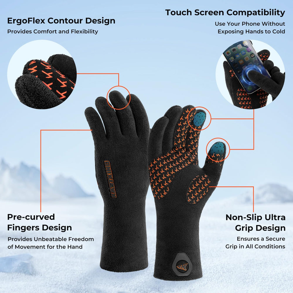 KastKing HydroSense gloves show touchscreen-thumb-index for phone use without removing gloves.