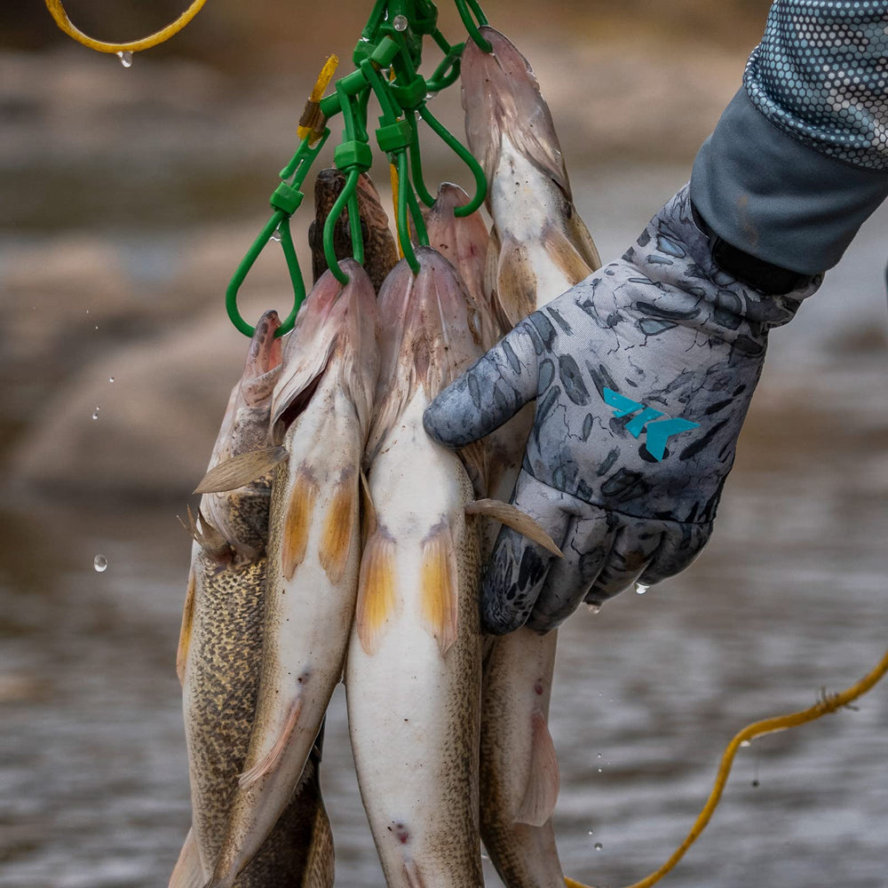 KastKing IceRiver gloves worn on ice illustrate pliable warmth in cold