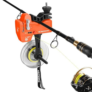 KastKing Kalibrate line spooler attached to rod with three-position clamp