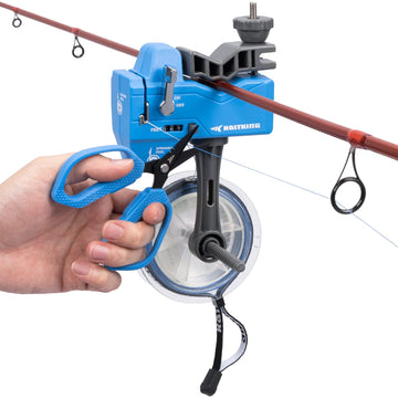 KastKing Kalibrate line spooler setup enables precise, twist-free spooling for two reels.