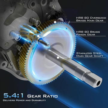 KastKing Kapstan Elite 300 brass gears emphasize durability and smooth engagement.