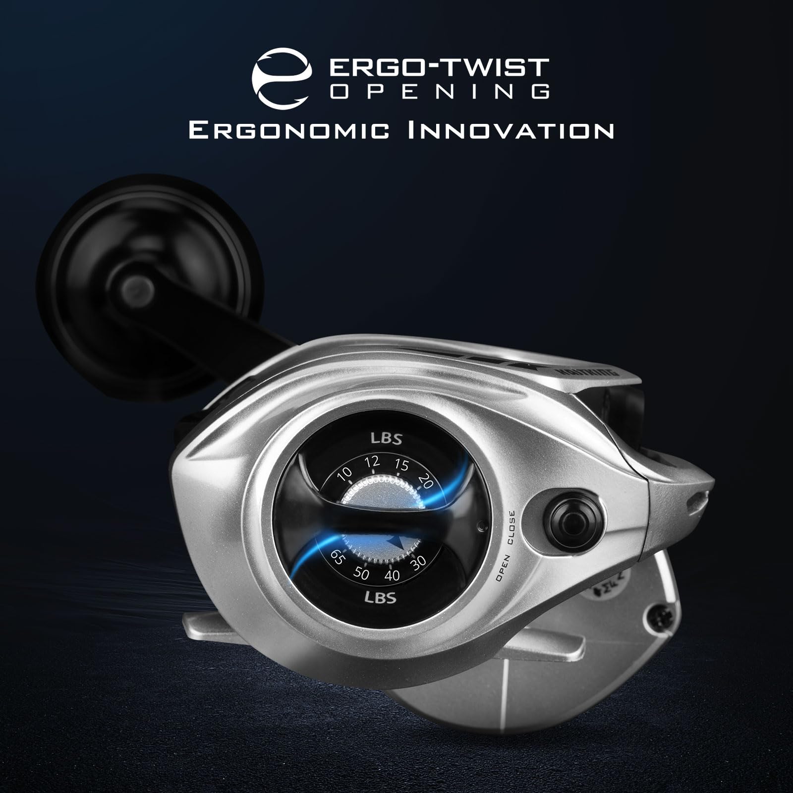 KastKing Kapstan Elite 300 power handle offers extra leverage when reeling.