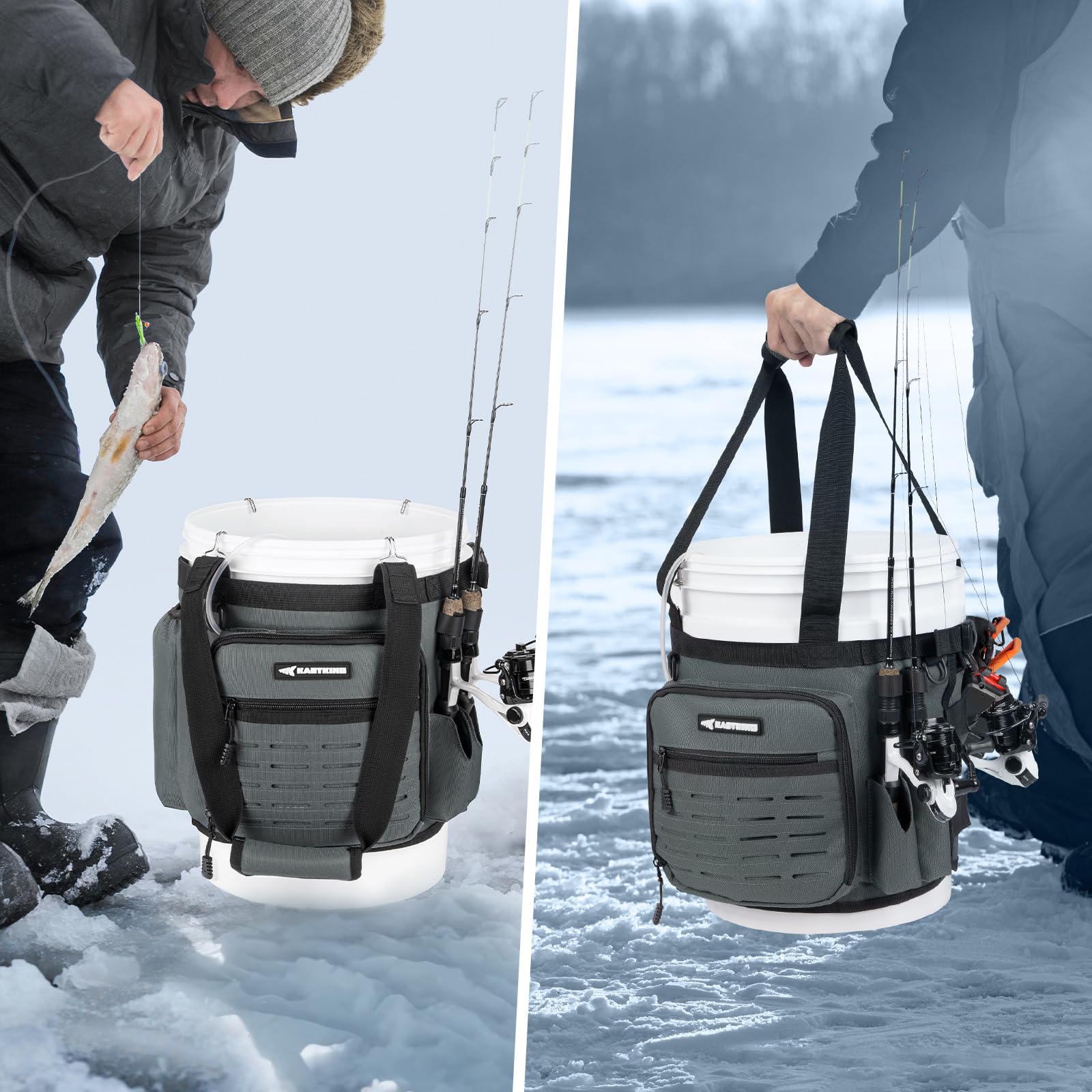 KastKing Karryall adjustable buckle ensures a snug bucket fit.