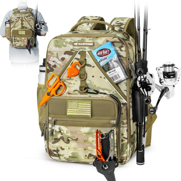 KastKing KarryAll KastMate backpack front view shows organized tackle storage for quick access.
