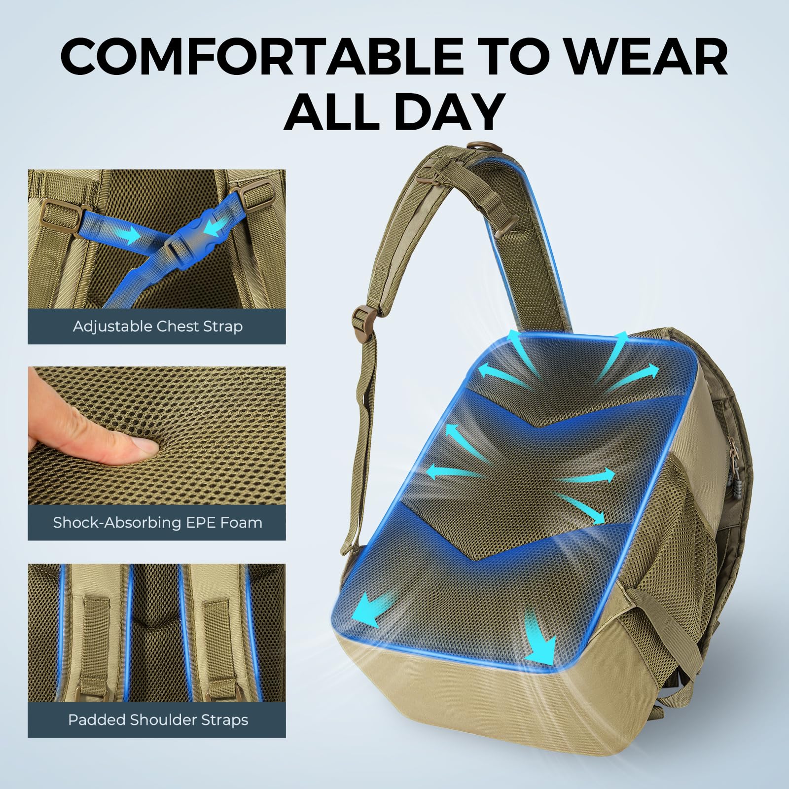 KastKing KarryAll KastMate padded shoulder straps distribute weight for all-day comfort