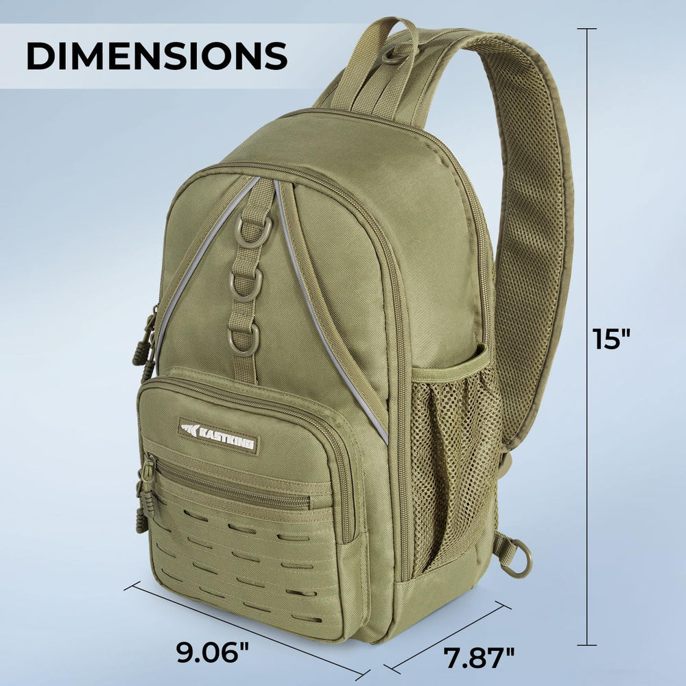 Integrated pliers sheath and MOLLE webbing for add-ons on the fishing sling pack