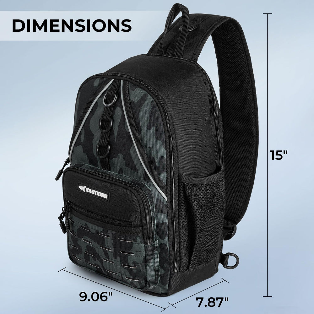 Rear back pocket for gear storage on KastKing Karryall Sling Tackle Bag