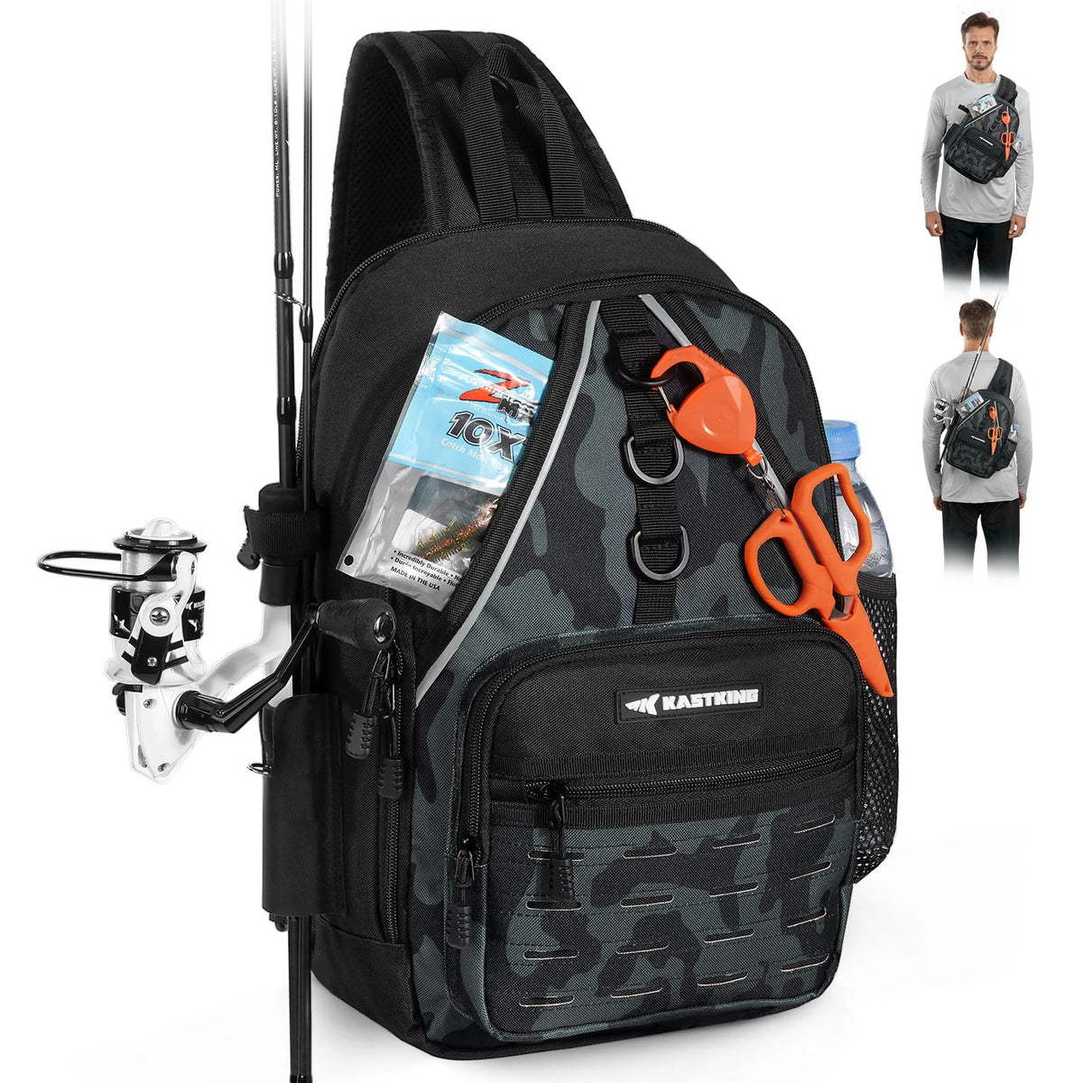 Front view of KastKing Karryall Sling Tackle Bag