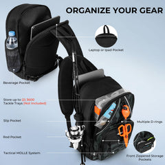 Interior view of the main compartment in KastKing Karryall Sling Tackle Bag