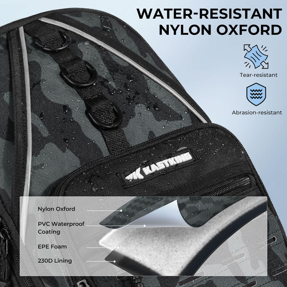 Integrated rod holder and pliers sheath on KastKing Karryall Sling Tackle Bag