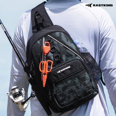 Side view showing MOLLE webbing on KastKing Karryall Sling Tackle Bag