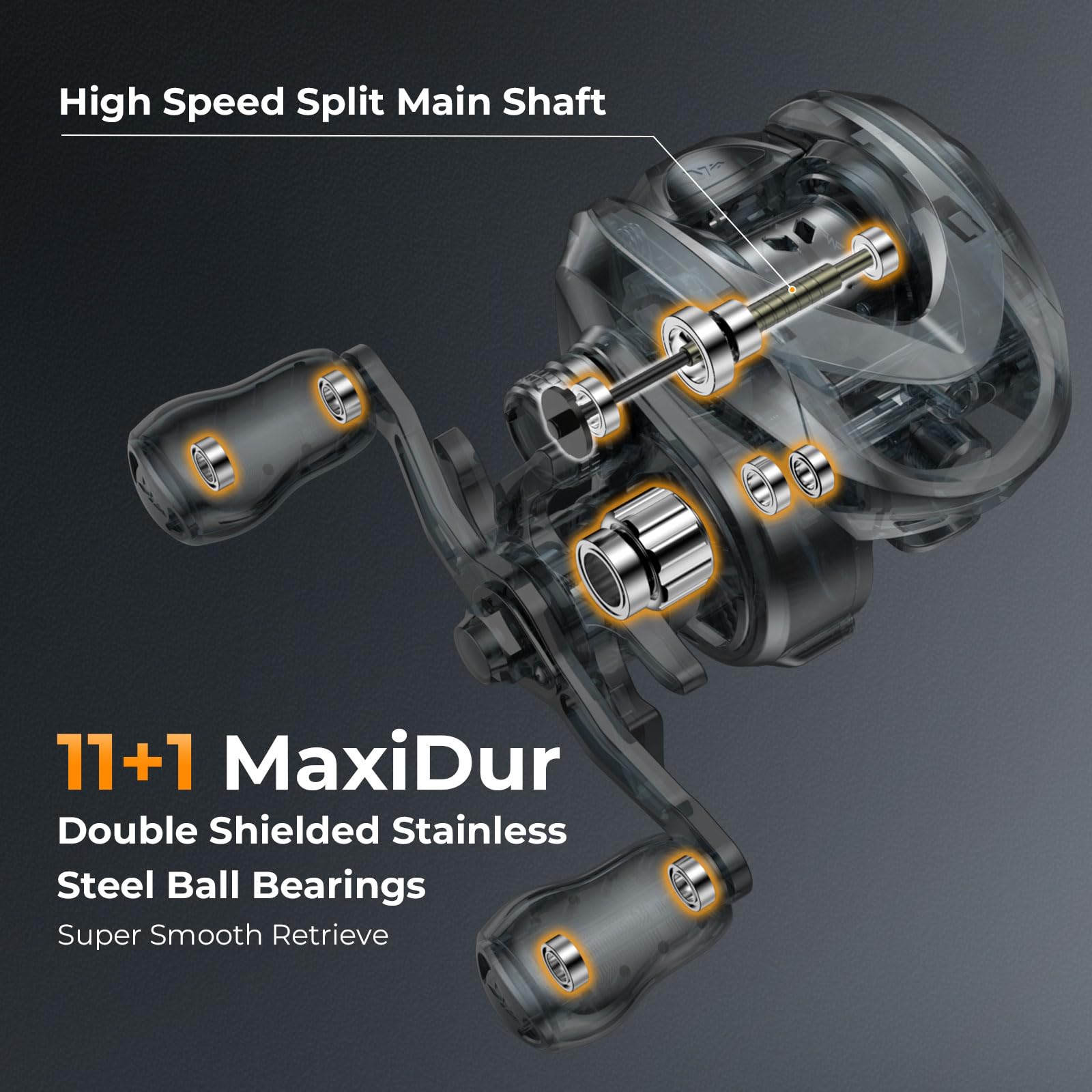 KastKing Kestrel MaxiDur 11-plus-1 bearings delivering smooth retrieves