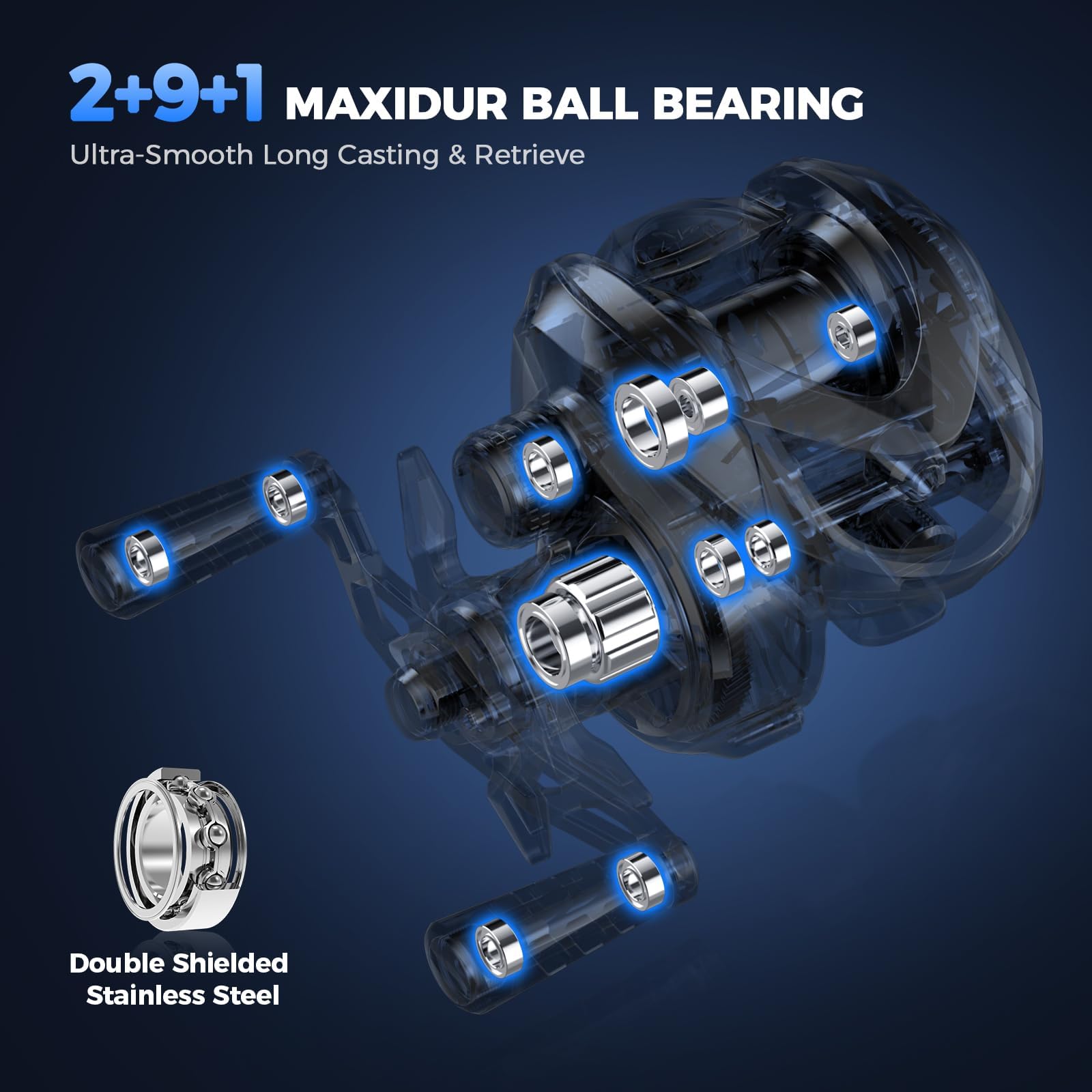 KastKing Kestrel Air dual bearings support smooth casting
