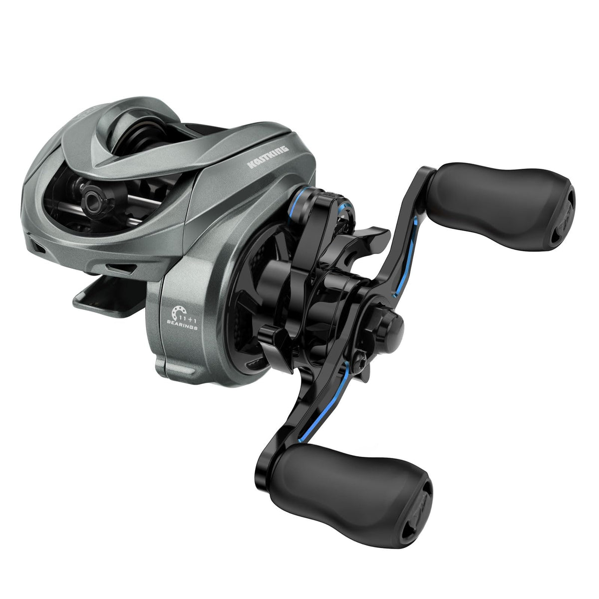 KastKing Kestrel reel front view showing palm-friendly design for finesse casting
