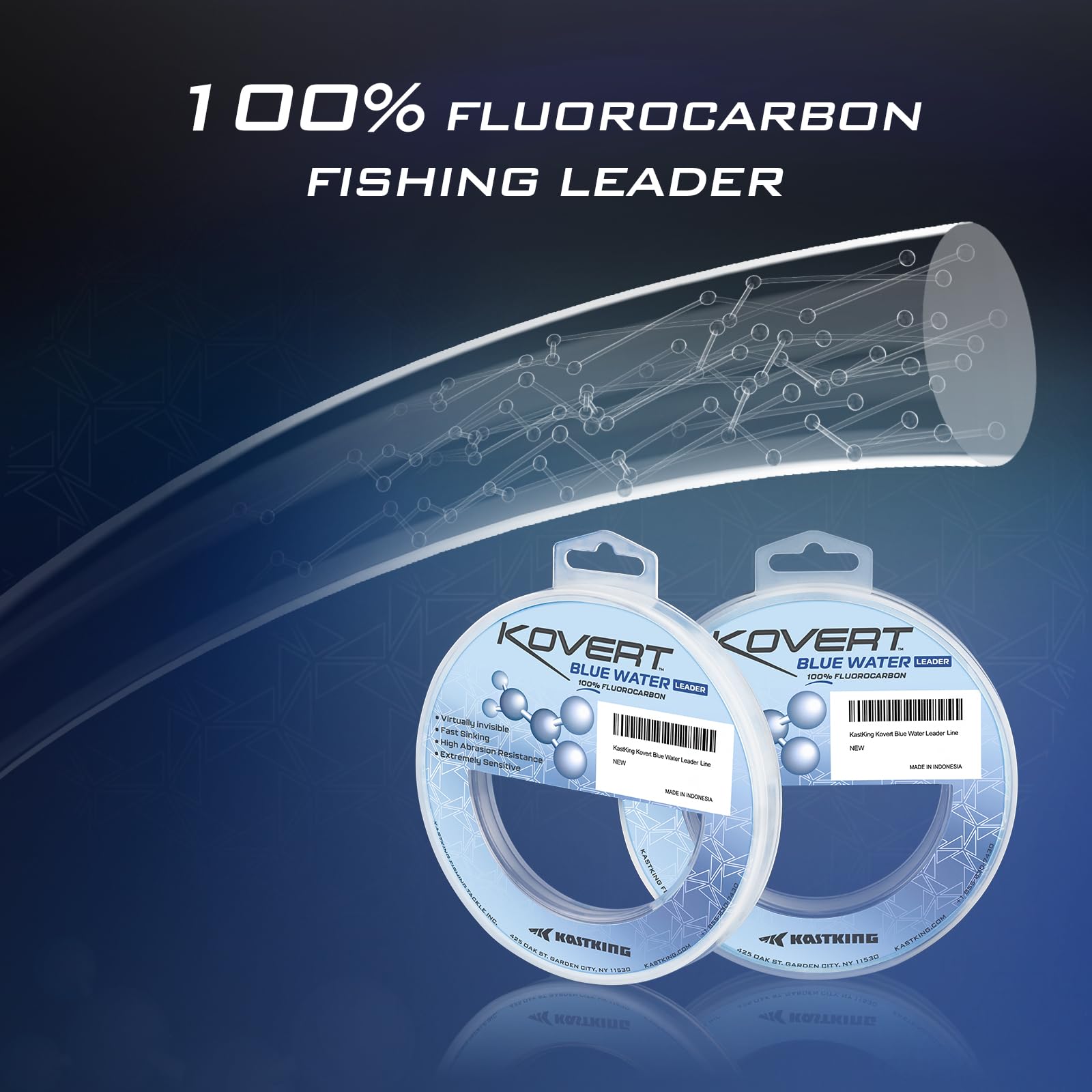 KastKing Kovert leader appears invisible underwater, ideal for clear-water pike or trout fishing.