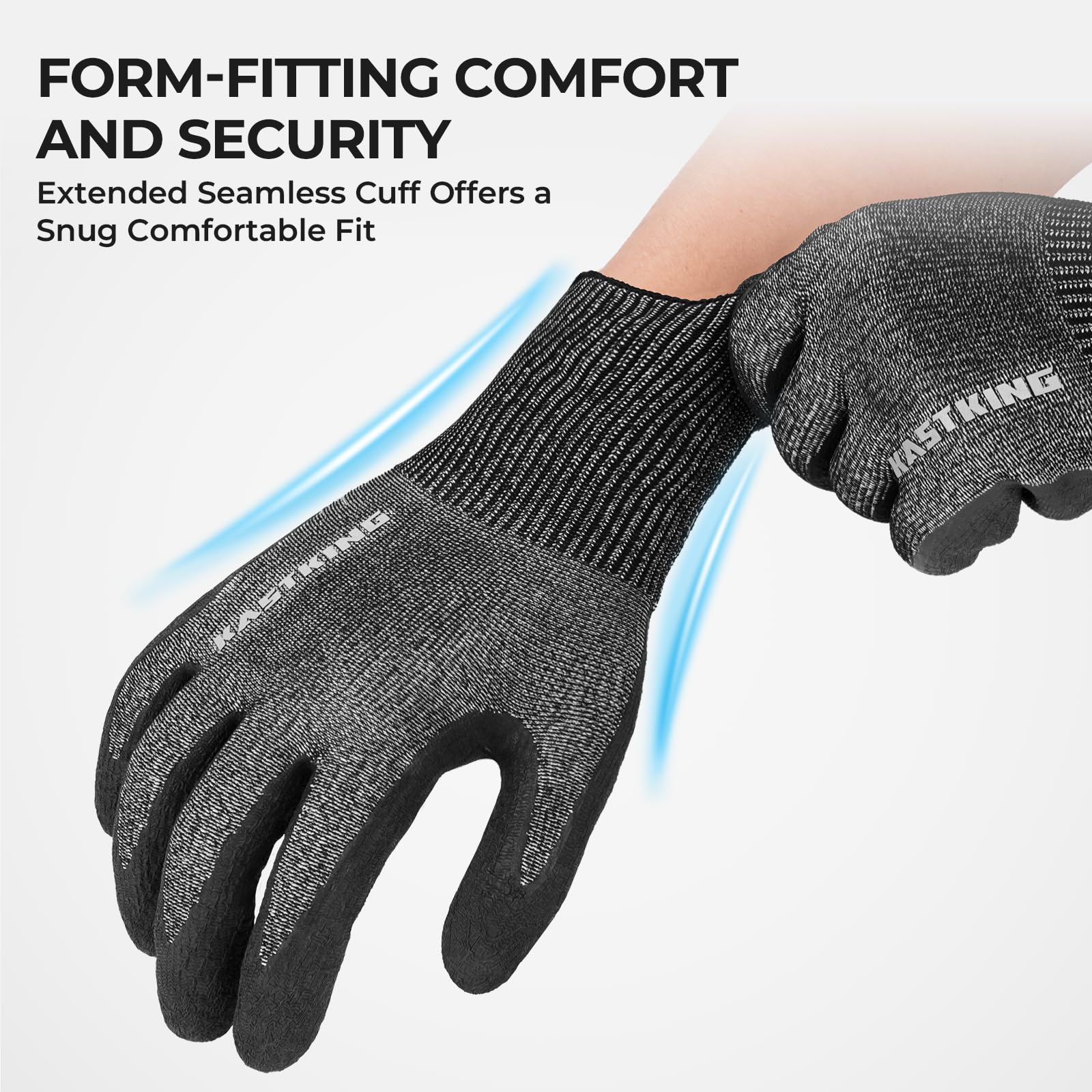 Close-up of HPPE and metal wire knit materials in KastKing gloves