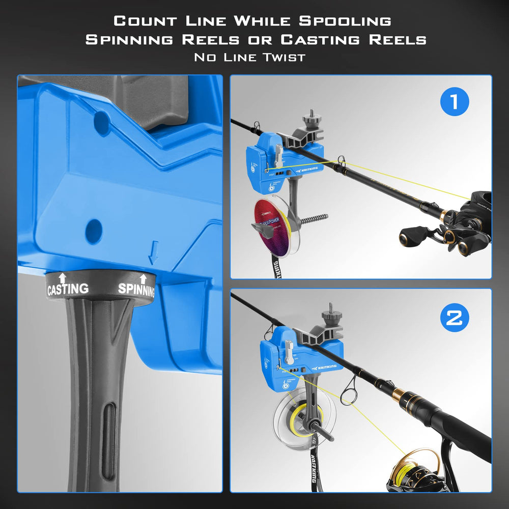 KastKing line counter display helps measure line length for accurate backing.
