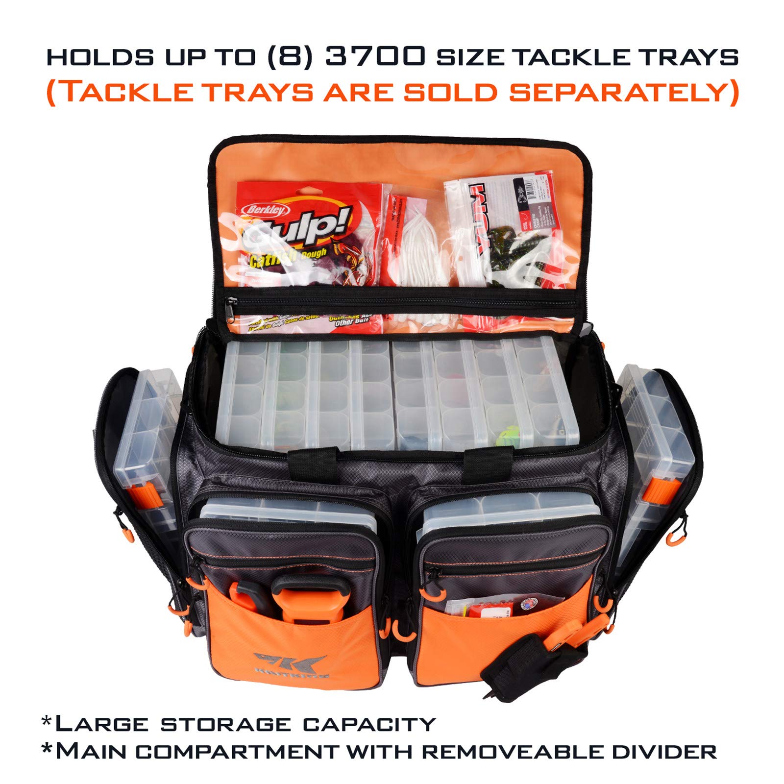 KastKing Lunker tackle bag neo-grip-strap provides comfortable carrying.