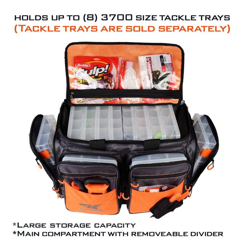 KastKing Lunker tackle bag neo-grip-strap provides comfortable carrying.