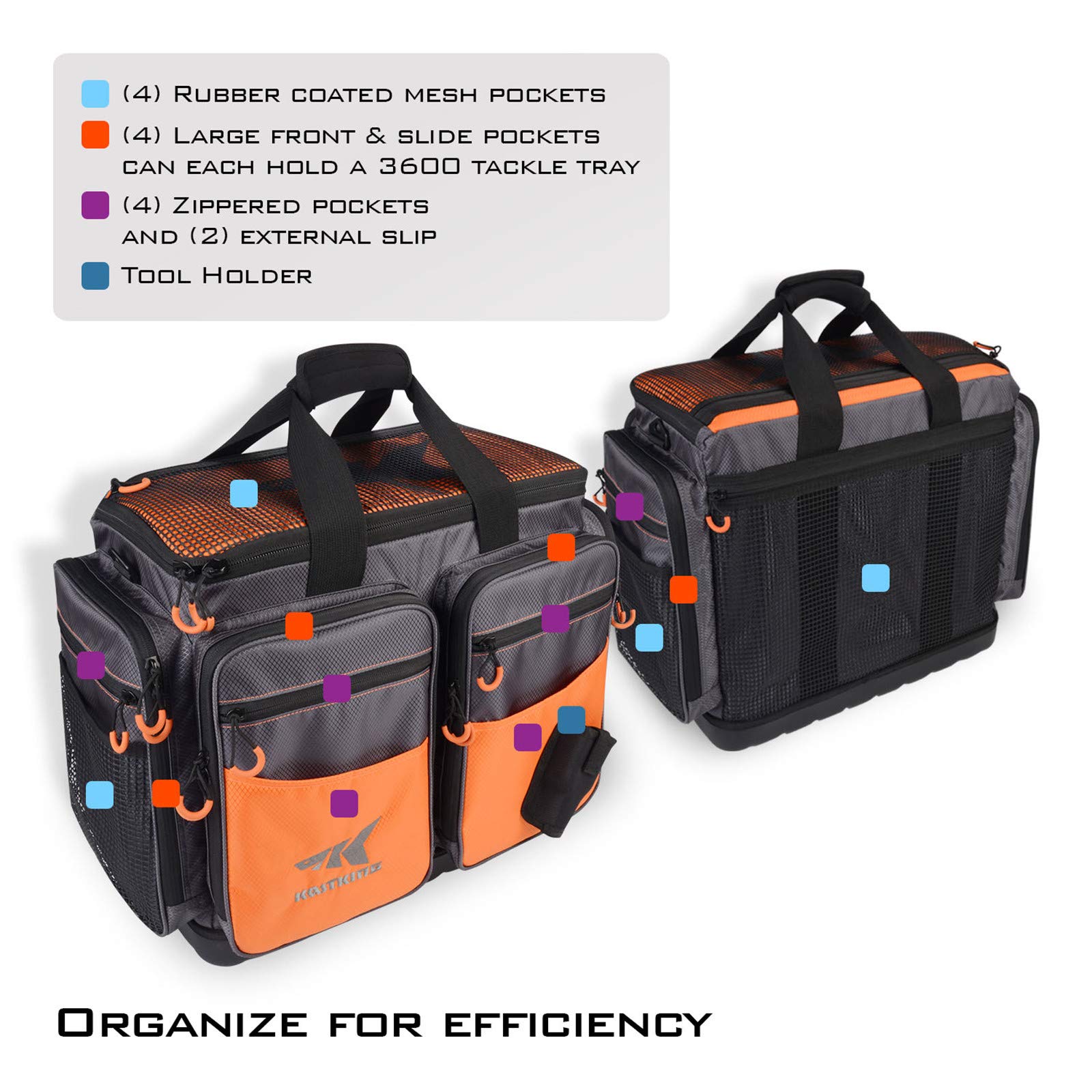 KastKing Lunker tackle bag saltwater-resistant rugged nylon withstands marine conditions.