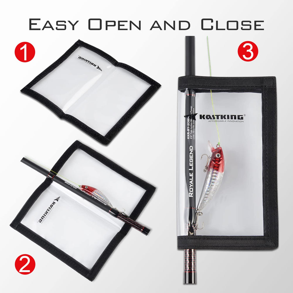 Easy open and close hook-and-loop closure on KastKing Madbite Lure Wraps