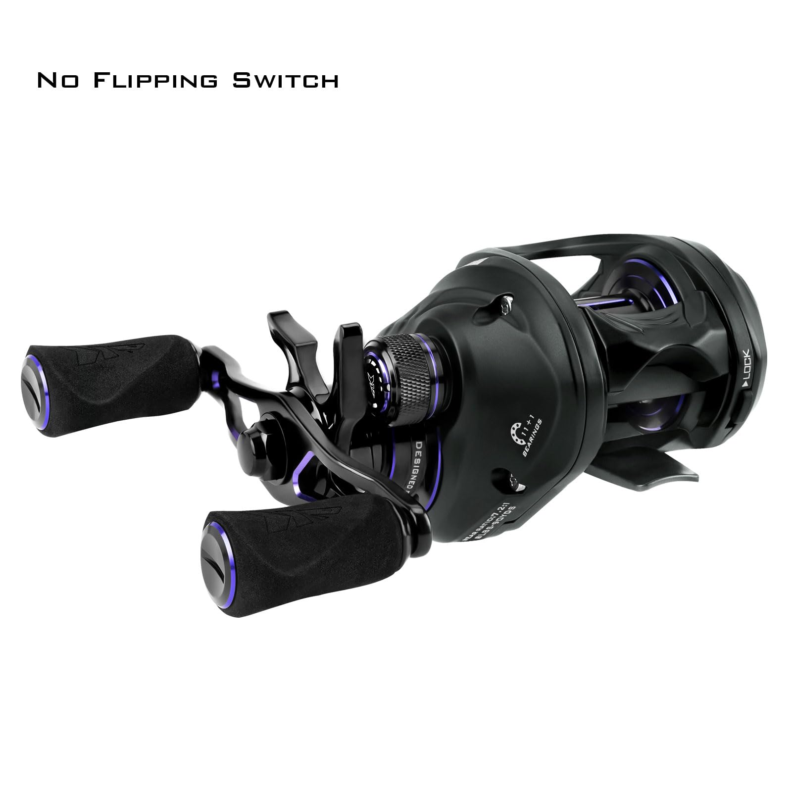 KastKing MegaJaws Elite reel side-angle emphasizes balanced frame for steady retrieves.