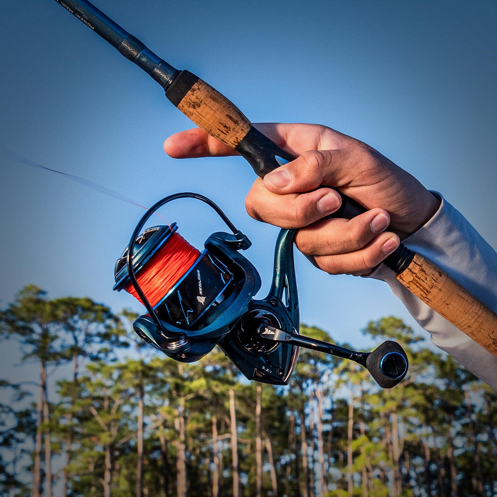 KastKing MegaJaws 5000 aerial blue angle highlights smooth line release for long casts