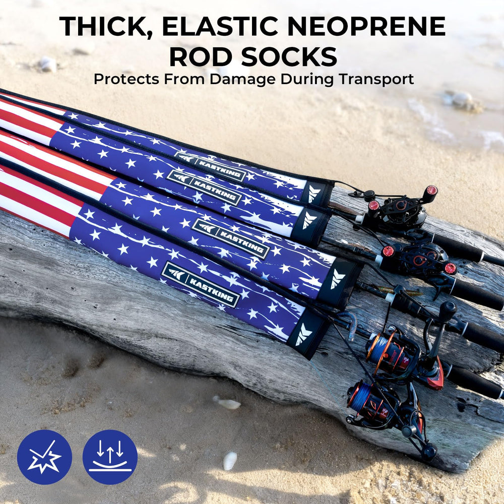 KastKing MeshGuard floating sleeve demonstrates buoyancy to keep rods afloat.