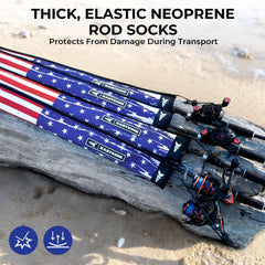 KastKing MeshGuard floating sleeve demonstrates buoyancy to keep rods afloat.