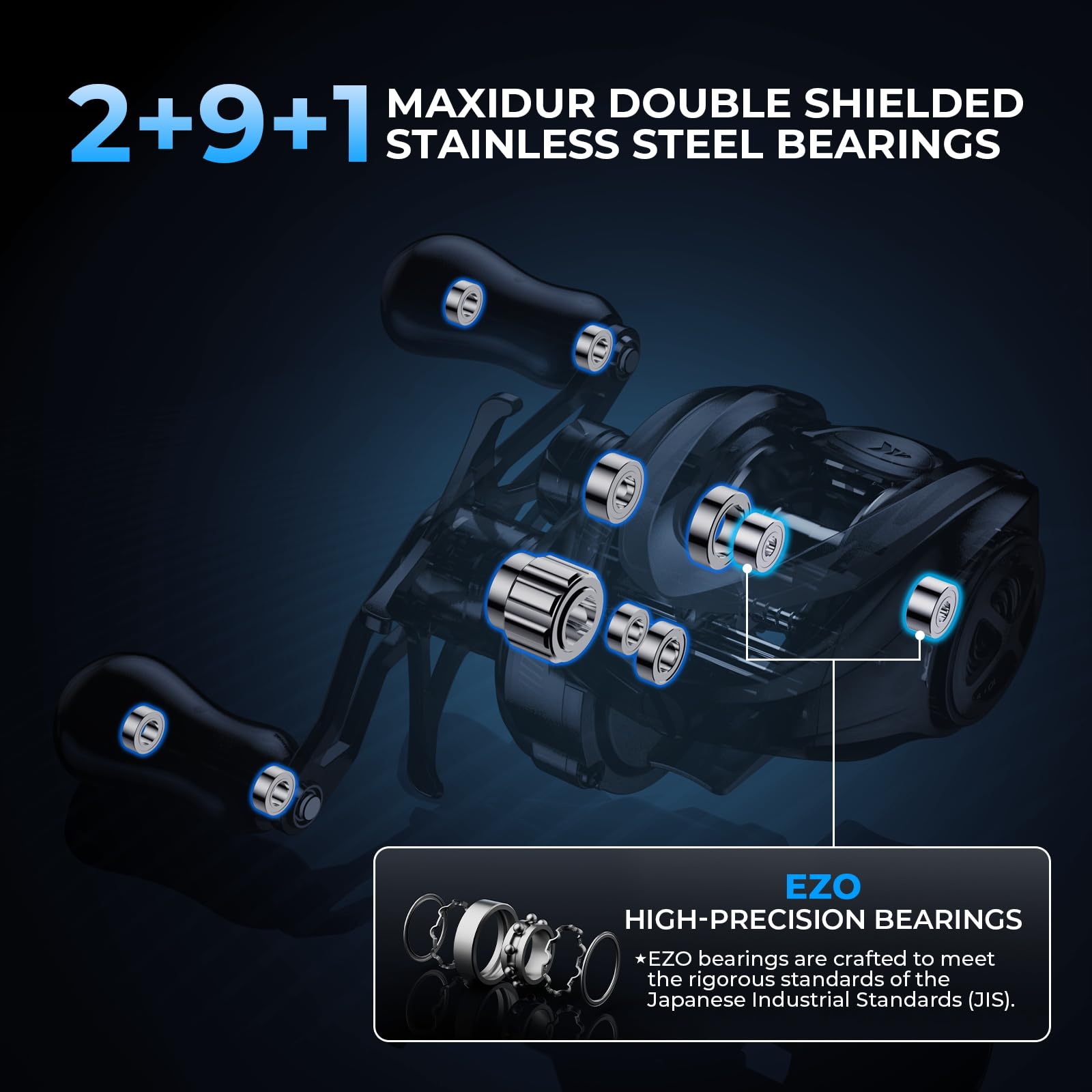 Left-handed Mg-Ti Elite reel with handle