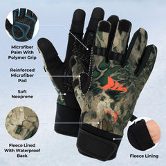 KastKing Mountain Mist gloves anti-slip microfiber palm improves grip for ice fishing.