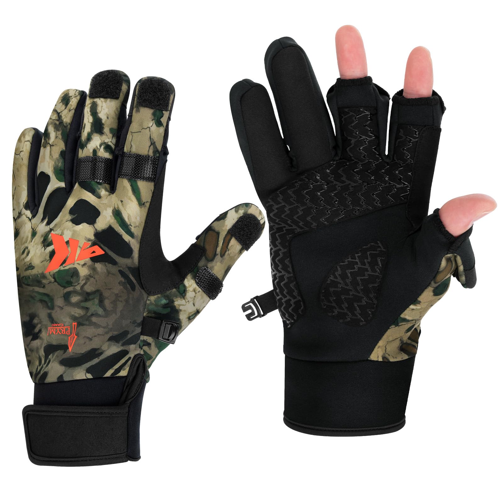 KastKing Mountain Mist gloves back view with fleece lining for warmth and dexterity.