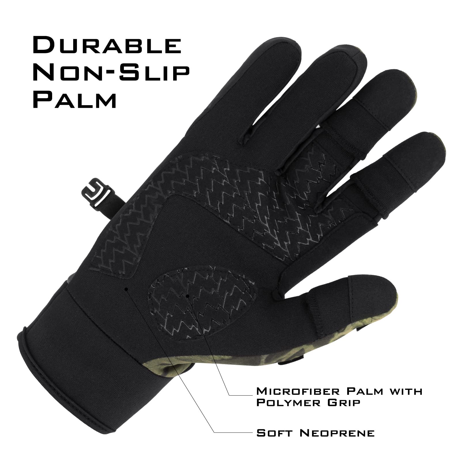 KastKing Mountain Mist gloves feature fleece back and neoprene palm for warmth and comfort