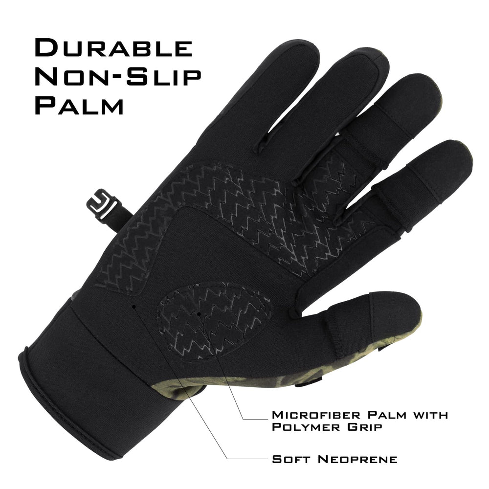 KastKing Mountain Mist gloves feature fleece back and neoprene palm for warmth and comfort