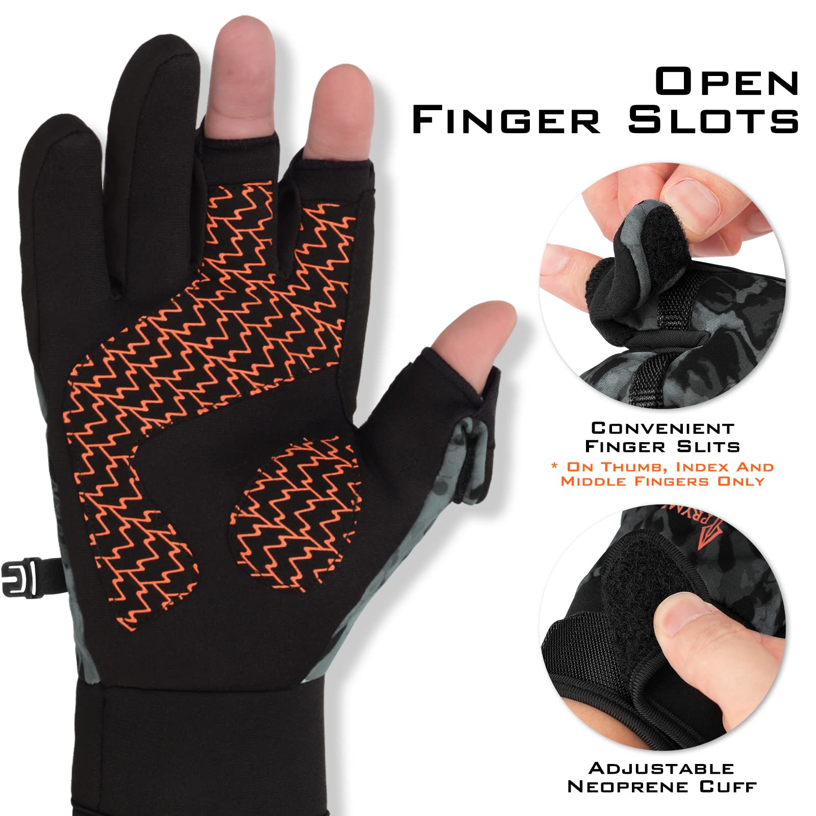 KastKing Mountain Mist gloves open finger slot for dexterity while fishing