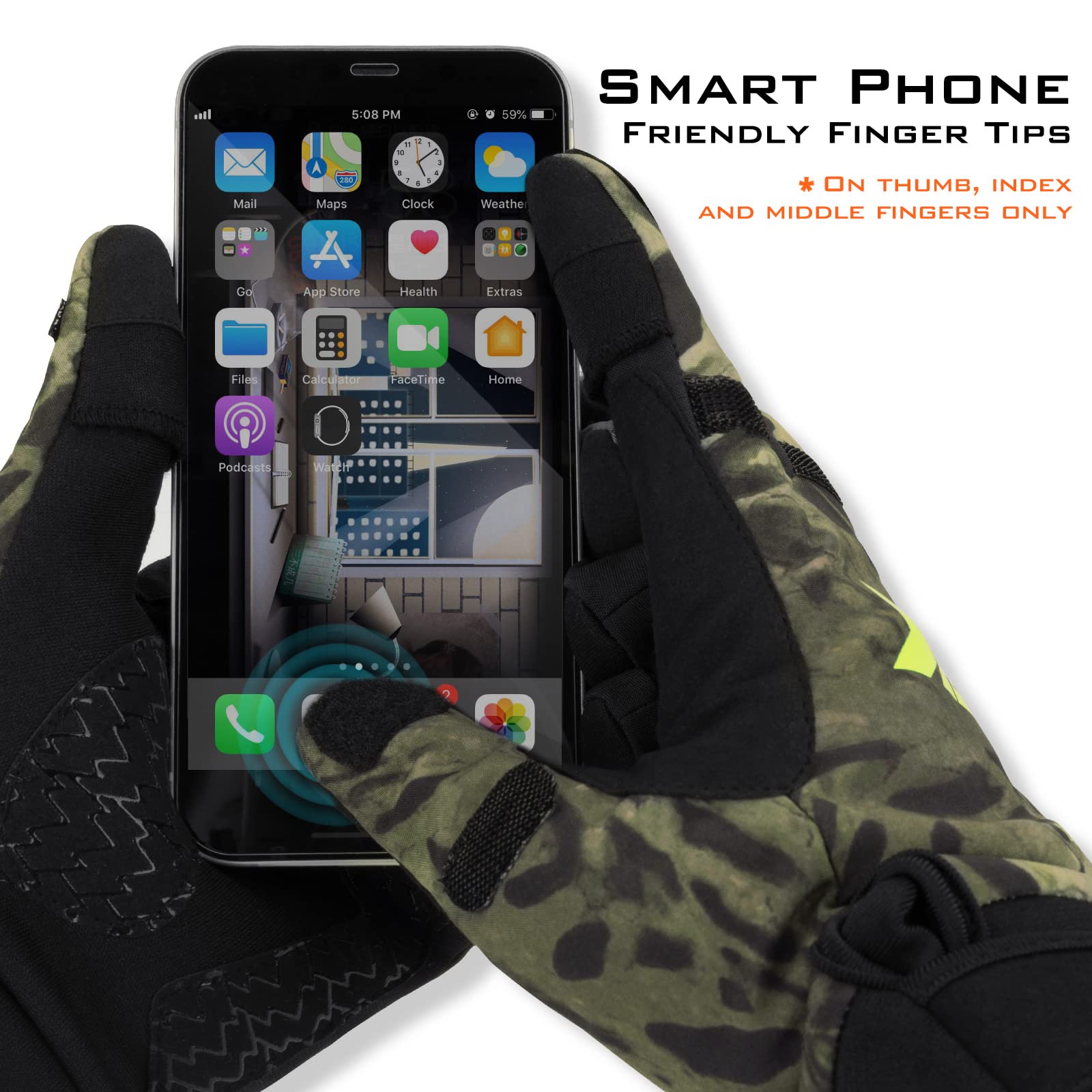 KastKing Mountain Mist gloves smartphone-friendly fingertips for on-the-go use