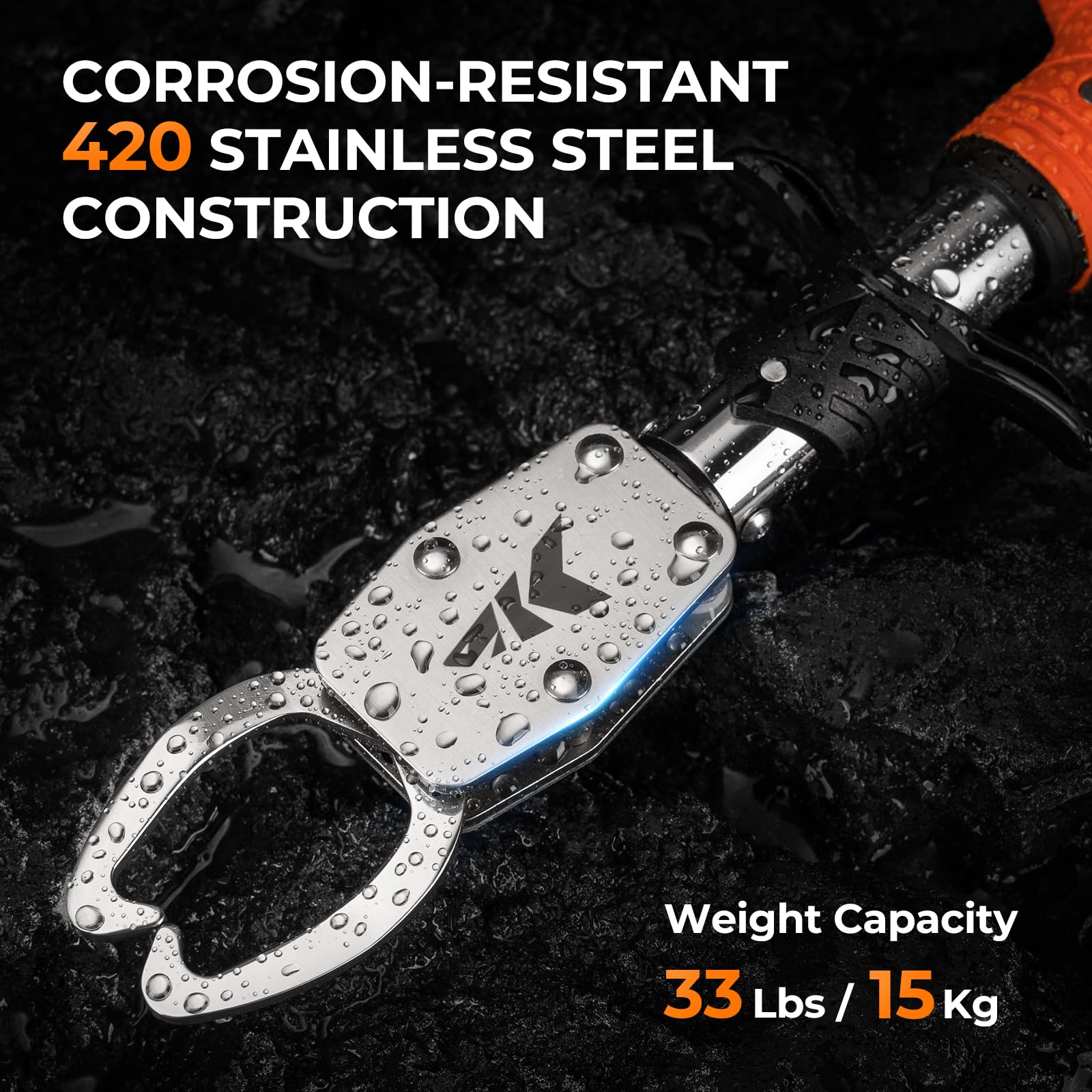Close-up of corrosion-resistant 420 stainless steel body