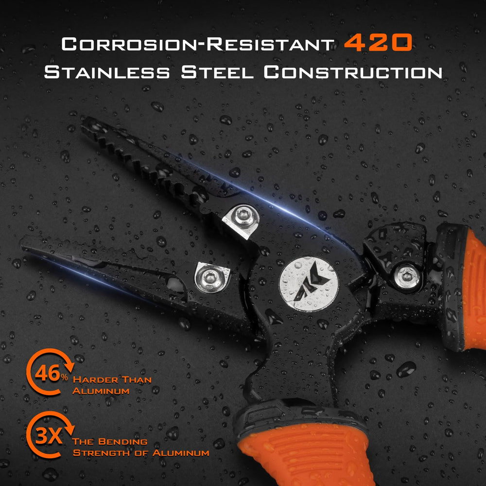 KastKing Paradox pliers with crimping slot for attaching weights or securing leaders