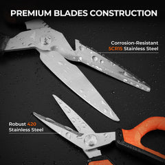 Close-up of 9in stainless steel blades