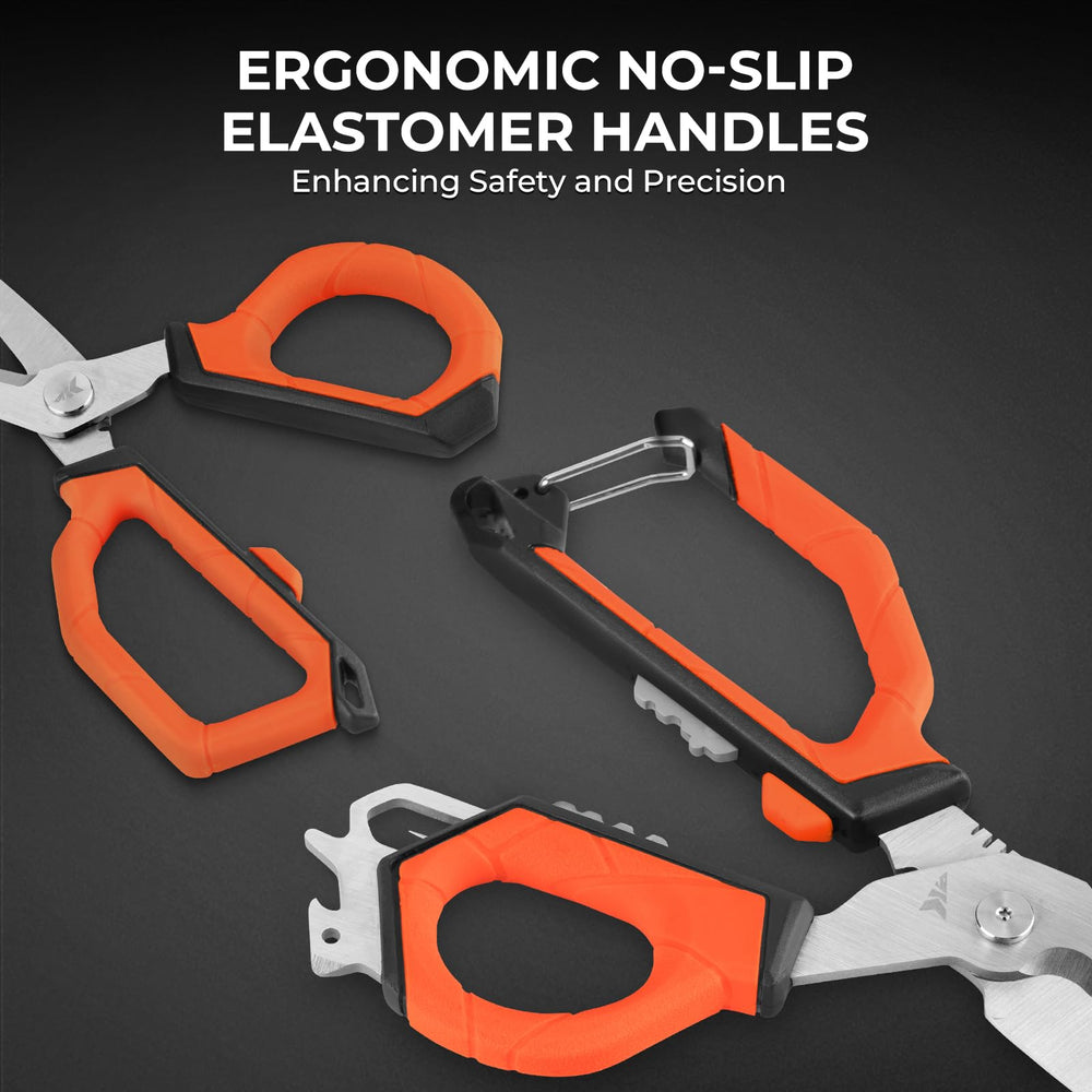 Descaler and gut hook features on scissors
