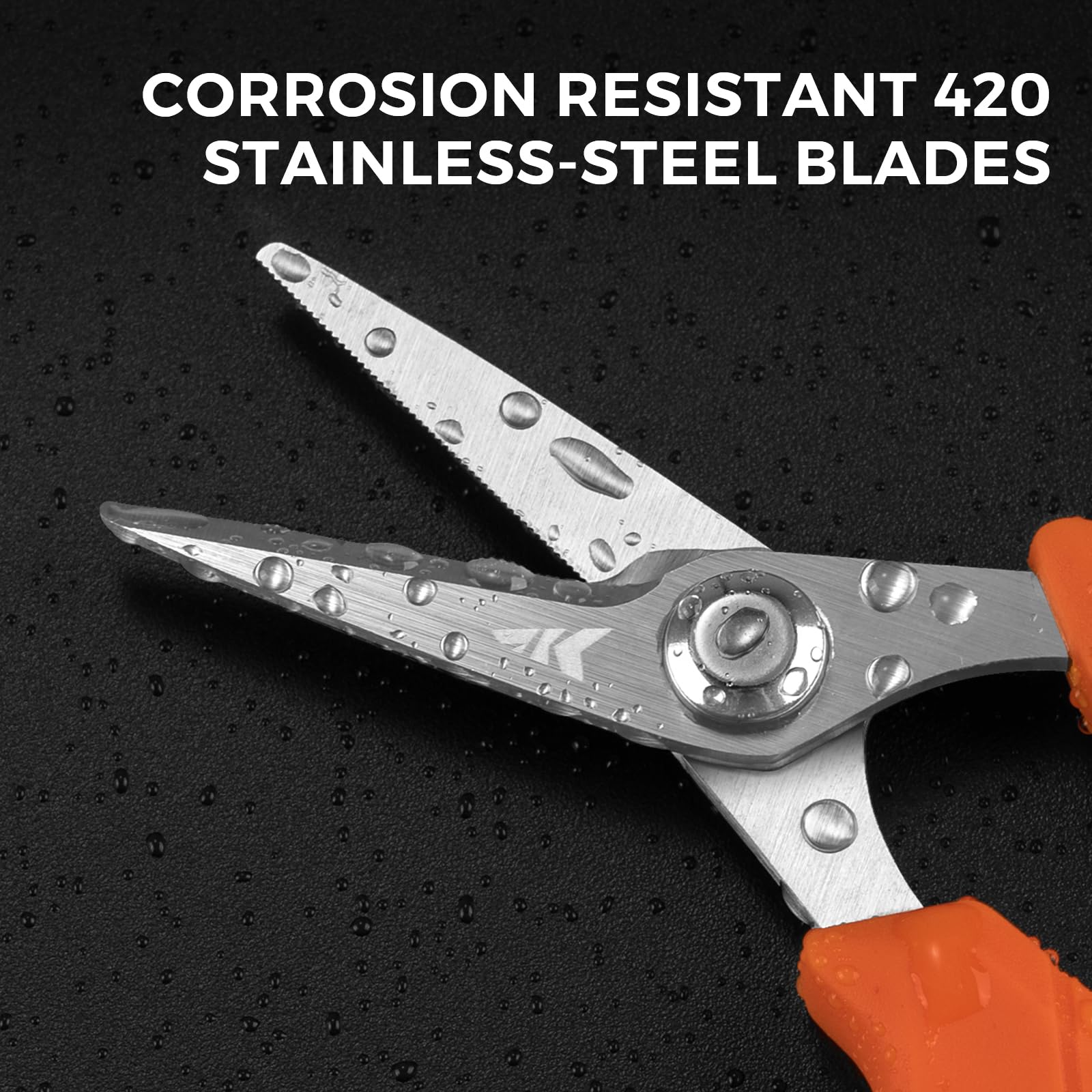 Comfortable non-slip grip on KastKing Paradox scissors