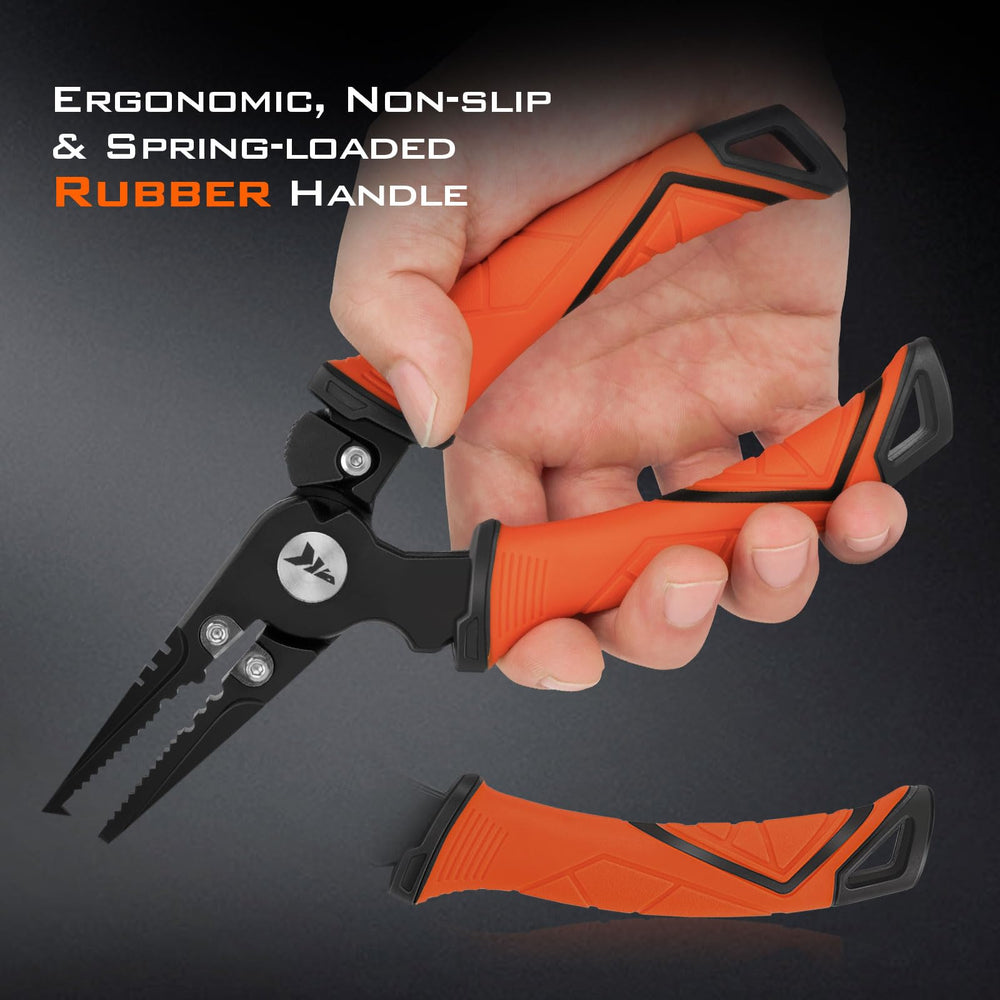 KastKing Paradox pliers line-cutting area for quick trimming.