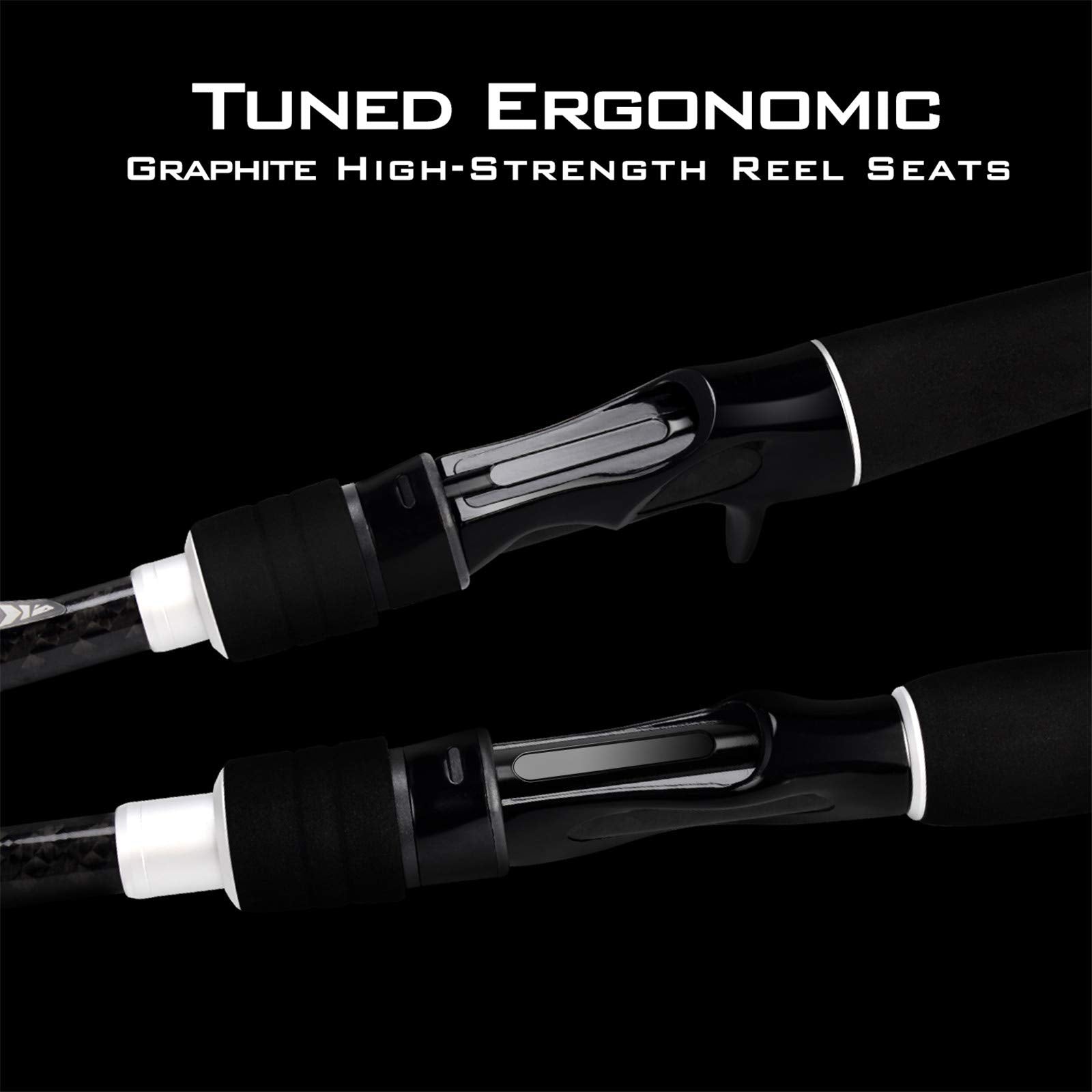 KastKing Perigee II ergonomic graphite reel seat reduces fatigue during long sessions.