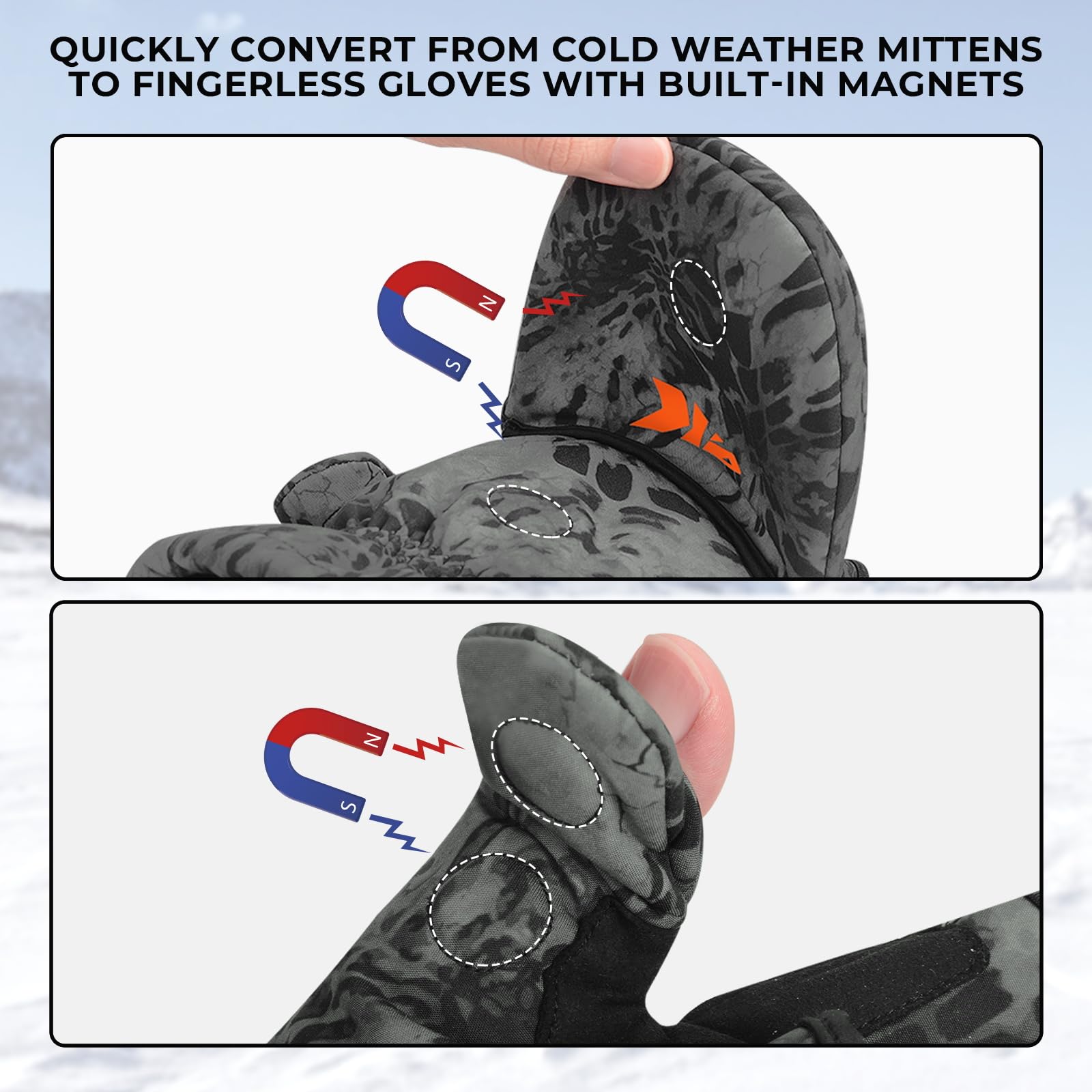 KastKing PolarBlast mittens convertible design enabling instant fingerless use